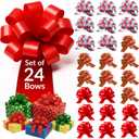 Eye-Catching Xmas Pull Bows for Easy Gift Wrapping with Ribbon - 5" Wide Wrap Bows for Christmas Tree Decoration, Holiday Dcor, Present Wrapping, Baskets, Birthday, Easter - 12 Assorted Bows