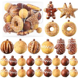 Baking Christmas Ornaments Set 43pcs Shatterproof Bread Gingerbread Thmed Christmas Tree Hanging Ornaments Decorations for Indoor Holiday Party Xmas Decor (Baking Set)