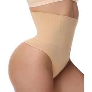 LULEENEMO Thong Shapewear Tummy Control, High Waist Underwear Panties Super Comfort Womens Thong Underwear, M