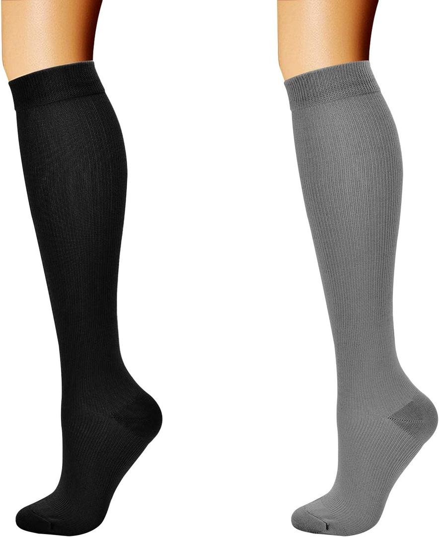CHARMKING Compression Socks for Women & Men Circulation (2 Pairs) 15-20 mmHg is Best Athletic for Running, Flight Travel, Support, Cycling, Pregnant - Boost Performance, Durability (S/M, Multi 03)