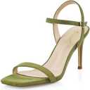 GENSHUO Women’s Strappy High Heeled Sandals 3 Inch Square Open Toe Stiletto Heels Slingback Shoes with Ankle Strap for Wedding Party Chic and Sexy, 8.5