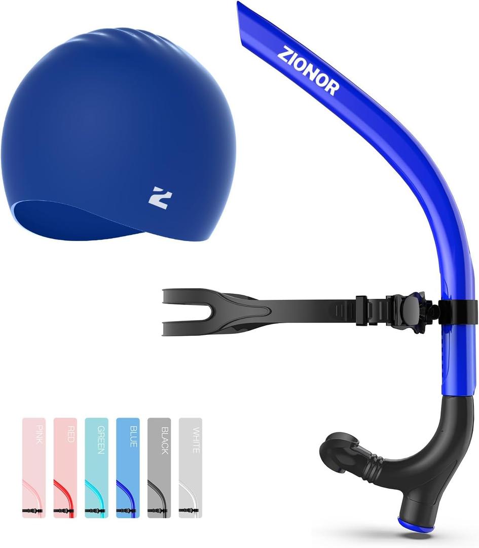 ZIONOR Unisex-Adult Snorkel with Swim Cap, Snorkeling for Lap Swimming Training in Pool and Open Water