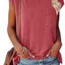 MEROKEETY Women's Casual Cap Sleeve T Shirts Basic Summer Tops Loose Solid Color Blouse L