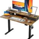 Agilestic 48 x 24 Inches Electric Standing Desk with 2 Storage Drawers, Adjustable Height Sit and Stand Computer Table with Splice Board, Rustic Brown