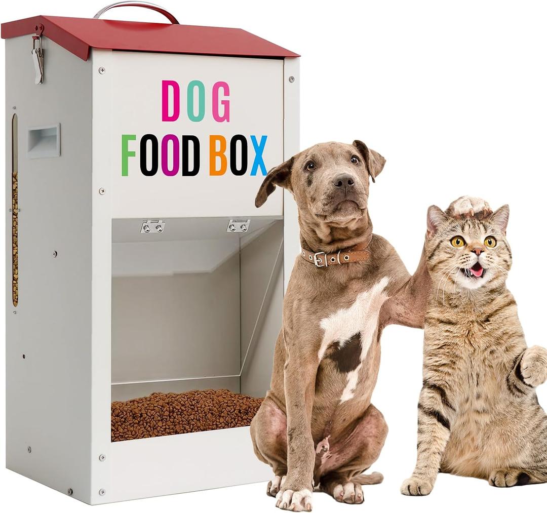 Galvanized Automatic Dog Feeder25LBS Gravity Dog Feeder with Handle, Galvanized Steel Pets Food Dispenser for Indoor Outdoor Use, Suitable for Small, Medium, and Large Breeds