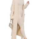 Long Sweaters for Women Cardigan Open Front Long Sleeve Plus Size Chunky Cable Knit Duster Cardigans with Pockets Winter Coat S