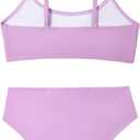 Century Star Girls Swimsuits for Teens Bikini 2026 Solid Teen Bathing Suits Adjustable Straps Swimwear Padded 8-15 Years (Purple, M)