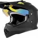 Orthrus Youth Dirt Bike Helmet DOT Kids Dual Sport Full Face Helmets, Matte Black, X-Large