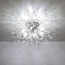 HMVPL Crystal Sputnik Firework Close to Ceiling Light, Modern LED Lamp for Bedroom, Kitchen, Island, Entryway, Hallway, Foyer (Chrome)