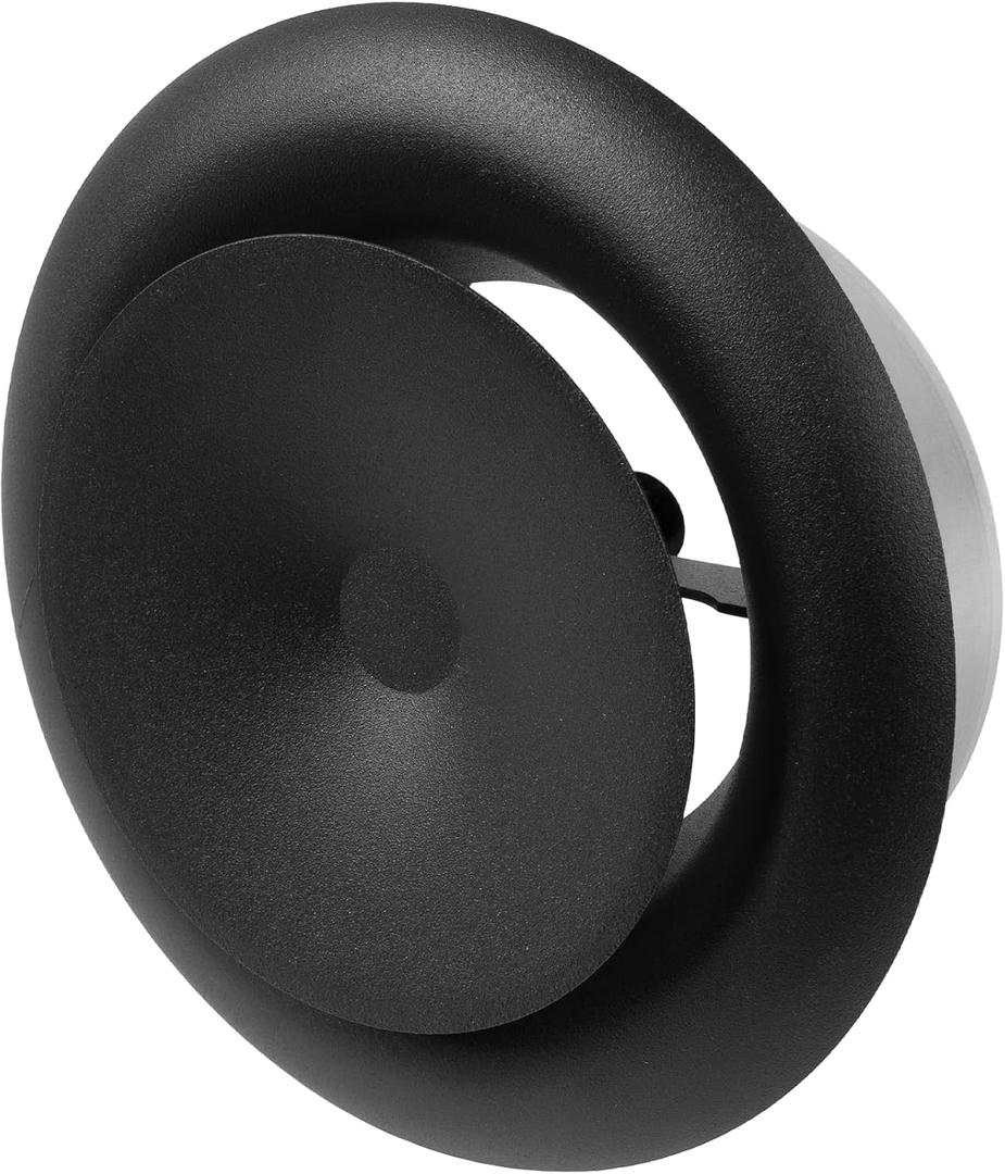 Repa Market 4" Inch Anthracite Steel Air Supply Diffuser - Adjustable Valve for Optimal Airflow - Quiet Air Intake - Exhaust Ventilation - Round Ducting Terminations - Curved Opening - Classic Design