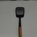 STAUB Silicone Spatula Turner, Perfectly Angled for Lifting Pancakes, Sandwiches and Picking up Veggies Durable BPA-Free Matte Black Silicone, Acacia Wood Handles, Safe for Nonstick Cooking Surfaces