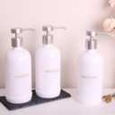 Shampoo and Conditioner Dispenser Set of 3,Refillable 21oz Shampoo Bottles with Non-Slip Protective Silicone Pad,Shower Soap Dispenser with Waterproof Labels for Bathroom (White)