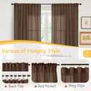 YoungsTex Dark Brown Linen Curtains 63 Inch Length for Living Room - Chocolate Light Filtering Window Drapes Semi Sheer with Rod Pocket Back Tab for Bedroom, 2 Panels, 52 X 63 Inch