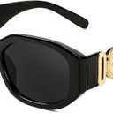FEISEDY Retro Trendy Rectangle Sunglasses Women Men Vintage 90s Small Narrow Square Sunglasses B2322 (001 Black Frame/Gray Lens)