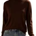 SANGTREE Women's Turtleneck Sweater Long Sleeve Casual Fall Winter Knit Pullover Sweater Top Brown, Large