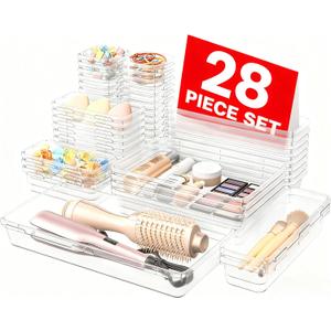 A-LuGei Military Grade Drawer Organizer,  Makeup organizer, Holds 177 Items Bathroom Organizers and Storage, Organization and Storage, Desk Drawer Organizer for Bathroom Vanity