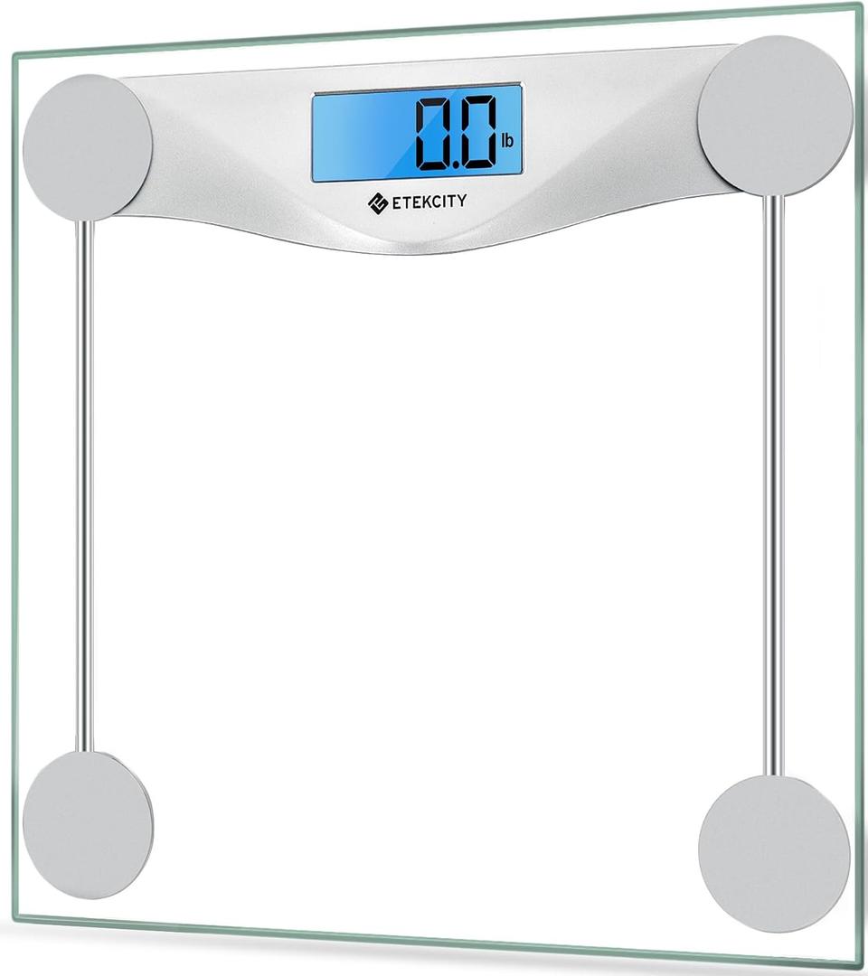 Etekcity Digital Body Weight Bathroom Scale, Large Blue LCD Backlight Display, High Precision Measurements,6mm Tempered Glass, 400 Pounds