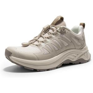 NORTIV 8 Women's Quick Laces Hiking Shoes Lightweight Walking Outdoors Trekking Trails Camping Casual Sneakers,Size 11,Khaki,SNHS242W
