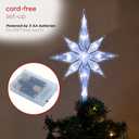 Alpine Corporation 13" Tall Snowflake 8-Point Tree Topper with 11 Cool White LED Lights, Christmas Decoration with Timer Function, and Radiant Glow for Holiday Trees
