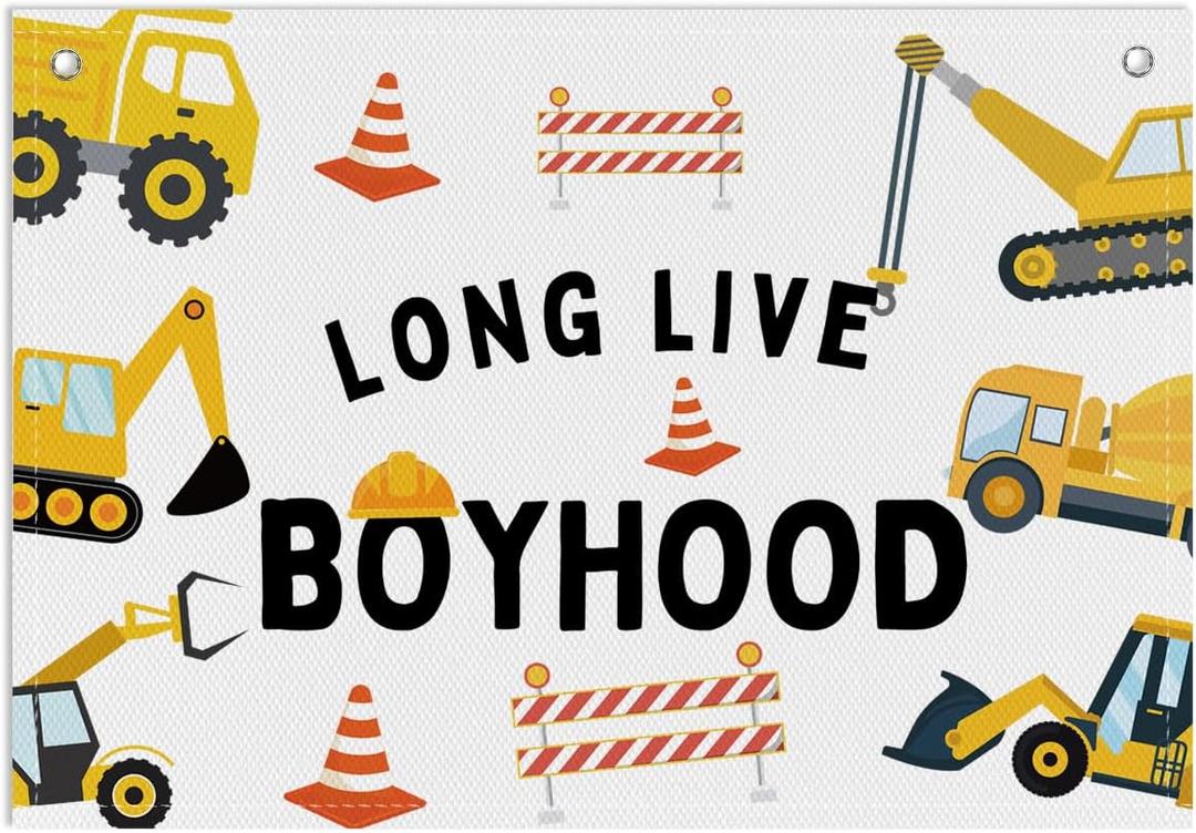 Long Live Boyhood Banner, Toddler Boy Room Decor & Linen Wall Hanging Canvas Banner Flag, Boho Nursery Playroom Toddler & Boys Kids Room Decoration - D04