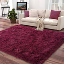 Area Rugs for Living Room Bedroom, Machine Washable 4x5.9 ft Soft Fluffy Shaggy Bedside Rug, Indoor Floor Carpet for Kids Girls and Boys, Dorms, Nursery Rooms, Home Decor Aesthetic, Burgundy