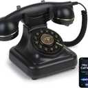 Sangyn Bluetooth Retro Landline Phone with Voice Assistant, Compatible with Android & iOS, Wireless Physical Home Telephone with Speakerphone & Volume Control, Black