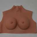 Silicone Breastplate Drag Queen B-G Cup Fake Breast Forms for Crossdressers Cosplay Touch Realistic Breast Plates (Tan Color)