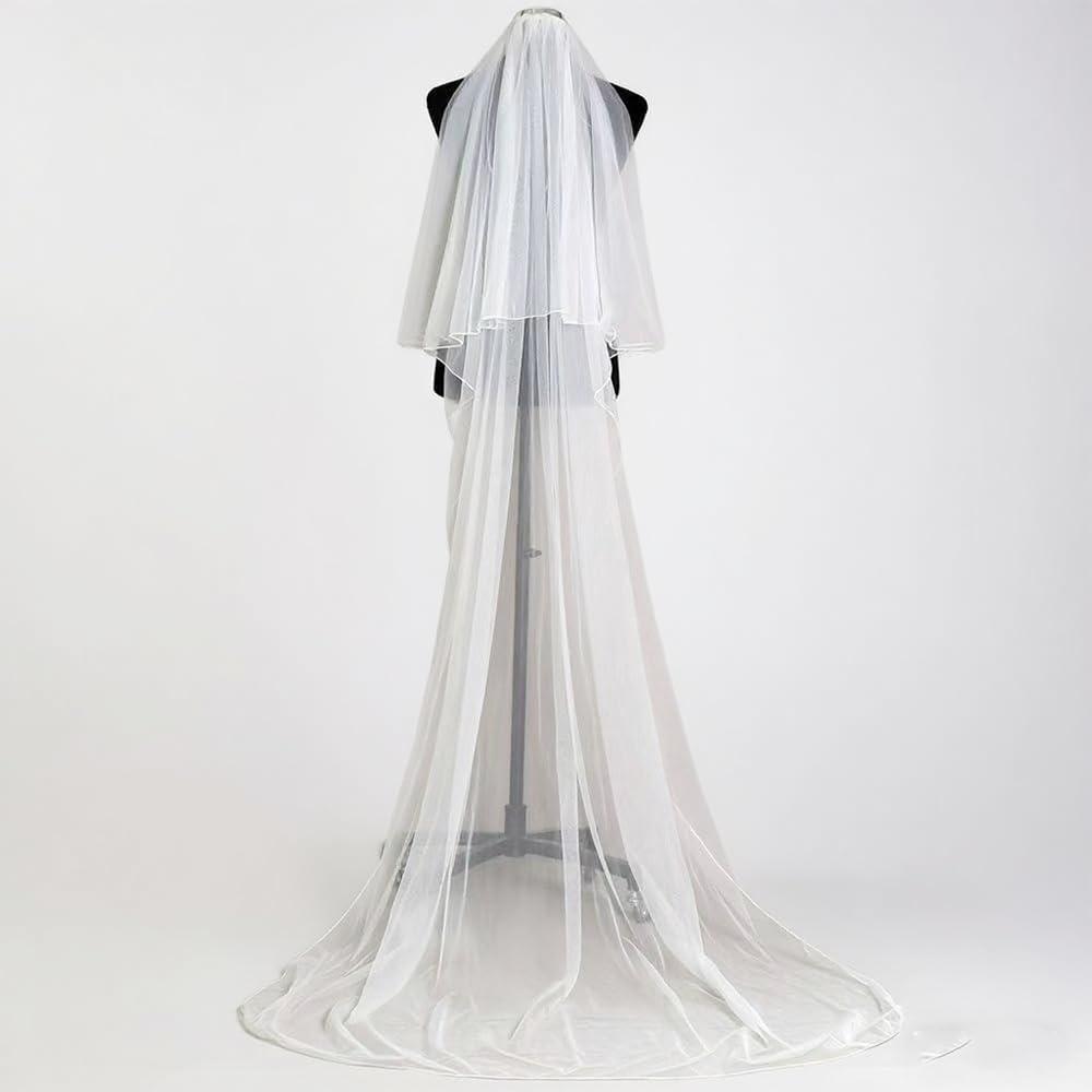 Wedding Veil Long Cathedral Floor Length Veils for Women Wedding Brides (Ivory)
