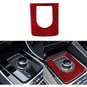 Red Soft Carbon Fiber Auto Interior Accessories Car Gear Shift Panel Frame Center Console Trim Decal Decoration Compatible with XE F-PACE X761 2016 2017 2018
