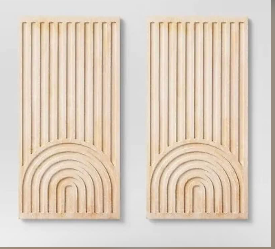Boho Blush Pink Curtain Panels and 2-piece Geometric Wooden Wall Art 12x24