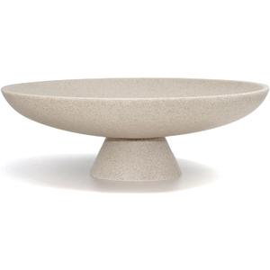 LIN CHUAN Large Decorative Bowl, Modern Resin Pedestal Bowl for Home Decor, Stylish Fruit Bowl for Kitchen Counter, Chic Key Holder for Entry Table, Beige