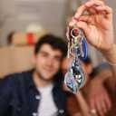 YUHUANLAN Iridescent Acrylic Conch Keychain Seashell Keyring for Women Men 6 Color Options Unique Beach Gift Key Chain (blue)