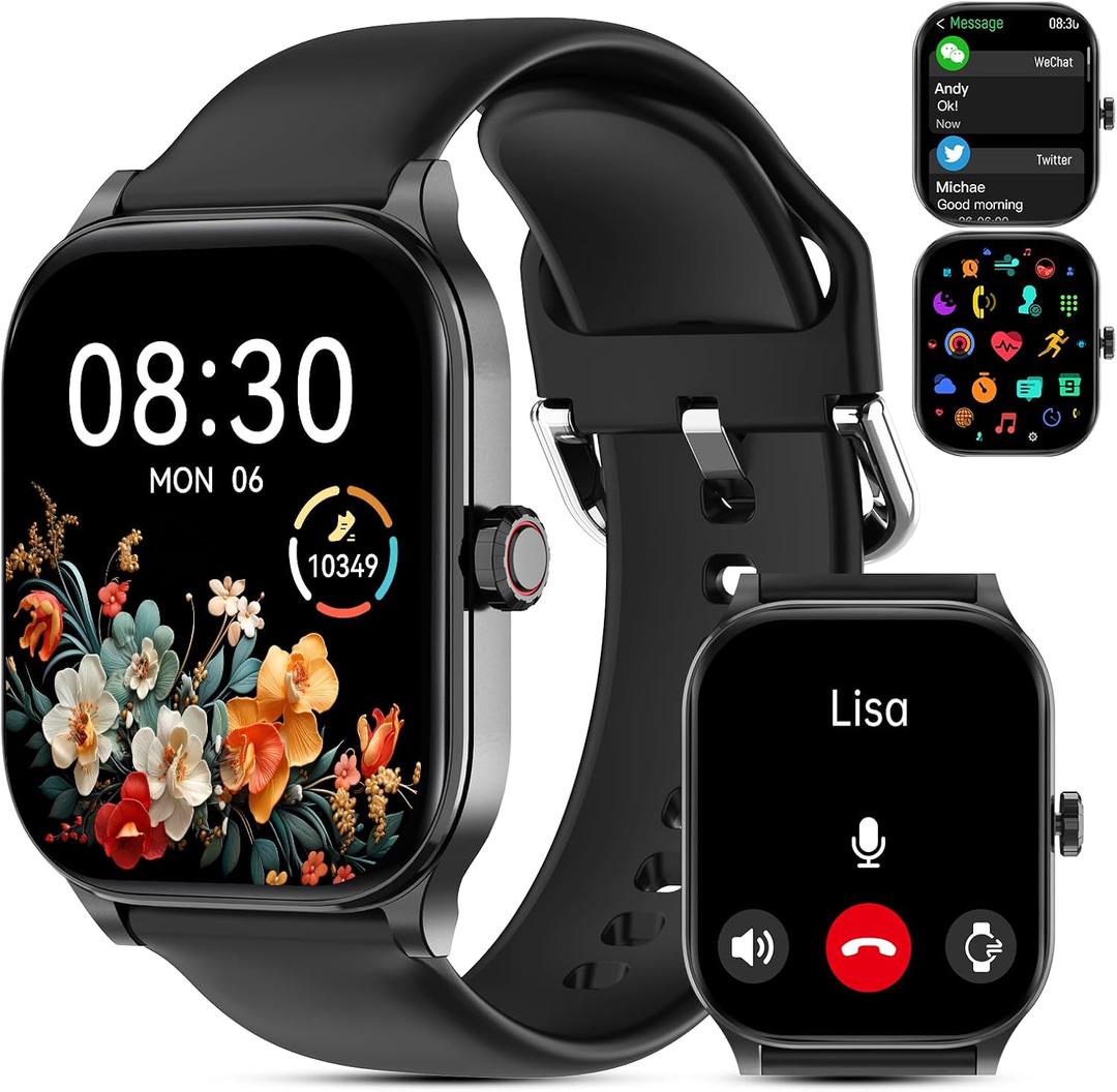 Smart Watch for Women Men(Answer/Make Call), Smartwatches with Heart Rate/SpO2/Sleep/Stress Monitor, IP68 Waterproof Activity Tracker for Android iPhone, 100+ Sports Fitness Watches (Black, 2.01)
