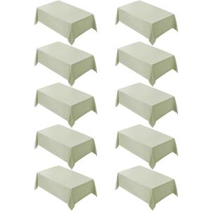VidaFete Tablecloth 10 Pack 90 * 132inch Rectangle Table Cloth Polyester, Stain Wrinkle Resistant Polyester Dining Table Cover for Kitchen Dinning Party Wedding Rectangular Tabletop Buffet Decoration (Sagegreen)