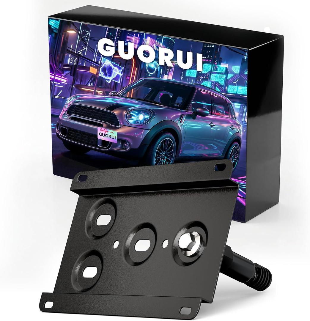 Front License Plate Holder Compatible with Mini Cooper S Countryman Peaceman R60 R61 F55 F56 2014-present No Drill Tow Hook License Plate Bracket, Car Number Frame with Anti-Theft Mounting Screws