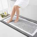 Bathroom Rug and Toilet Rug U-Shaped, Bath Rug Size 57x20 and U-Shaped 24x20 in Grey, 2 Item Bundle