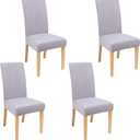 Smiry Velvet Stretch Dining Room Chair Covers Set of 4, Soft Removable Washable Chair Slipcovers Kitchen Parsons Chair Protector, Light Grey