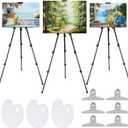 CONLI 3 Pack Art Painting Display Artist Easel Stand,Portable Metal Adjustable Easels for Painting,Max Height 16.53"- 62.99",Carry Bag for Painting,Party Posters,Wedding Signs- Black