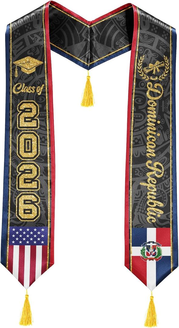 Graduation Stole 72", American Graduation Sash, Flag Stole for International Students