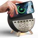 Digital Alarm Clock with 15W Wireless Charging with Warm White Light,5 Soothing Sound/White Noise,Dual Alarm Clock for Bedrooms Heavy Sleepers Adults/Kids (Black)