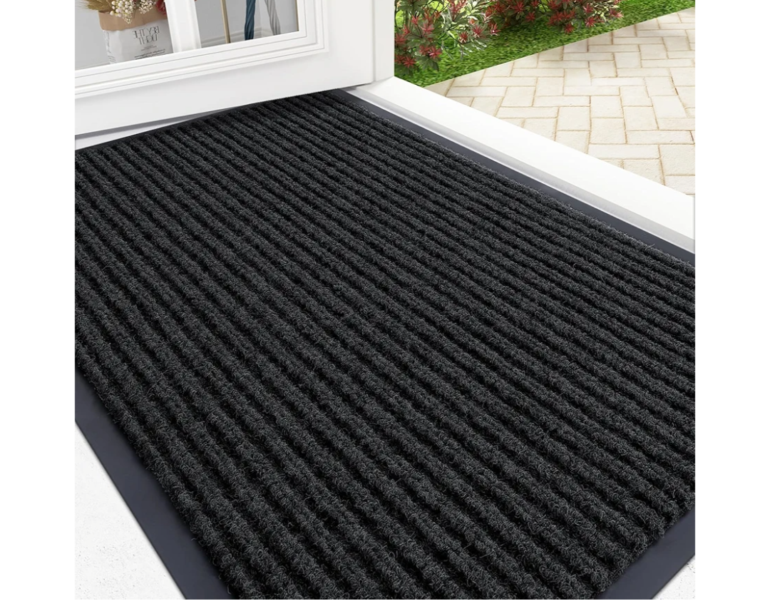 OLANLY Front Door Mat Indoor Outdoor Entrance, Waterproof Heavy Duty Doormat, Fade Resistant, Low Profile, Easy Clean Patio Porch Welcome Floor Mats for Entry, 29.5x17, Black