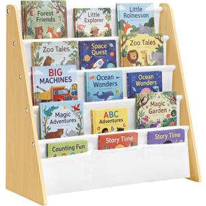 SONGMICS Kids Bookshelf, 4-Tier Toddler Bookcase, 24.6 x 9.8 x 23.6 Inch