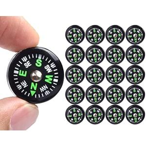 20 Pack Button Compass Mini Pocket Oil Filled Compass for Kids Hiking Survival Watch Band Paracord Camping Outdoor Activities Accessory Size Dia. 20mm