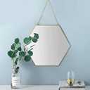 Dahey Gold Hexagon Mirror Wall Decor Small Decorative Mirror Hanging Mirrors for Wall Home Bathroom Bedroom Living Room Dorm College Office, 11.81"X10.24", Small, Gold