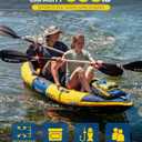 Starcity Kayak Inflatable Tandem Wide Stable Touring Fishing Design 600 Pound Capacity 12" 2"*36"*13" for Lake River Recreational Paddling Families Beginners W/Adjustable Seat Storage Compartment