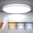 BLNAN LED Flush Mount Ceiling Light with Remote Control, 15.4 Inch 36W 3000K-6500K Dimmable Ultra Thin Low Profile Wired Ceiling Lamp with Night Light for Living Room Bedroom Kitchen (White)