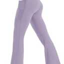 SEAJOJO Women's High Waist Flare Yoga Pants Tummy Control Casual Bootcut Leggings with Side Pockets Purple at Amazon Womens Clothing store L