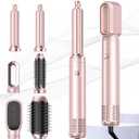 Atopskins 6 in 1 Hair Dryer Brush, Detachable Air Styler, Blow Dryer Brush 3 Heat Settings Frizz-Free Drying, Volumizing, Straightening, Curling for Travel & Home Styling (Pink-A)