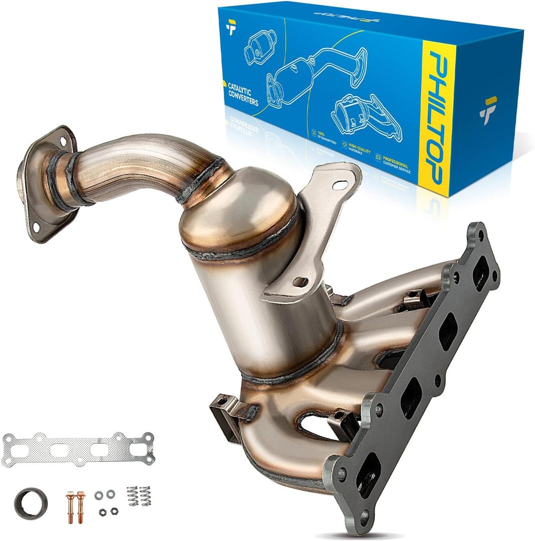 PHILTOP Front Catalytic Converter Stainless Steel Direct-Fit Replacement For 2007-2017 Patriot/Compass 2.4L 4WD, 2007-2008 Caliber 2.4L AWD Replace 16618, 641530, 20417, 674871 (EPA Compliant)