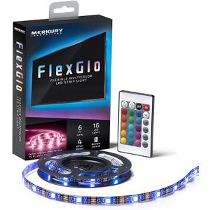 Merkury Innovations FlexGlo Flexible Multi-Colored LED Light Strip | USB Powered LED Light Strip | RGBW LED Party Lights with Adhesive Backing and Remote Control | 16 LED Colors | 4 Effect Modes |6 Ft 
Multicolor
